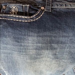 Size 18 thick stitch paisley sky faded denim jeans